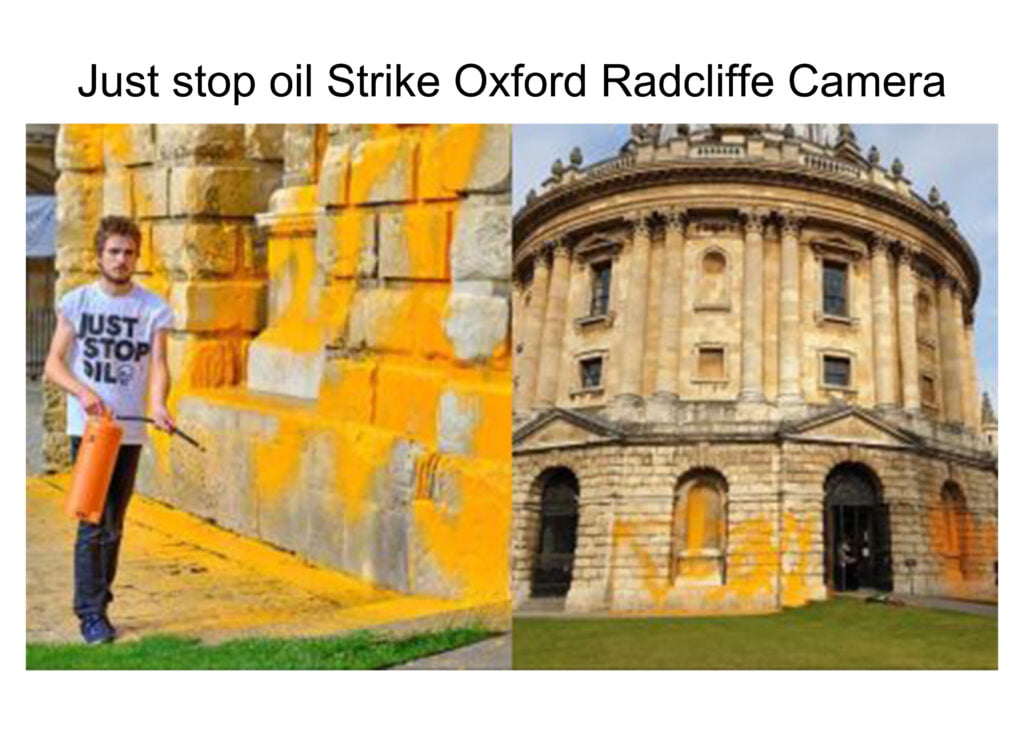 Radcliffe camera covered in paint