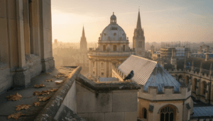 Oxford skyline showing dreaming spires at sunrise
