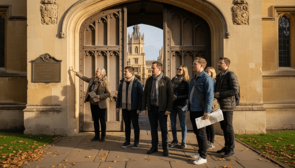 Tourists at Oxford Christ Church entrance