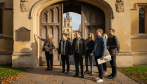 Tourists at Oxford Christ Church entrance