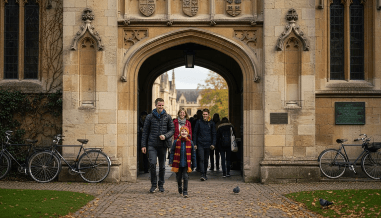 Tourists enter Christ Church, Oxford Harry Potter site