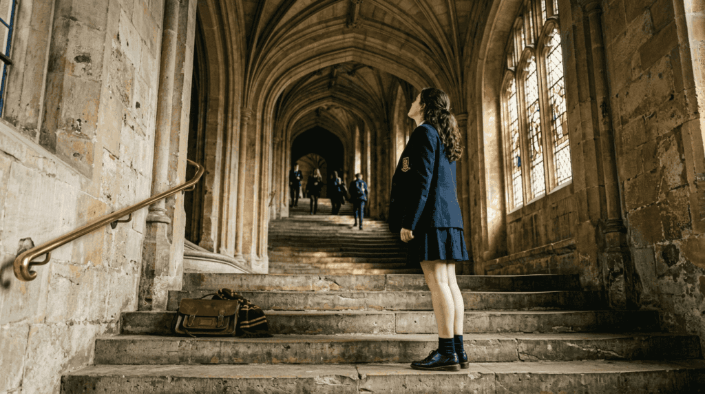 Student at Christ Church Oxford Hogwarts staircase