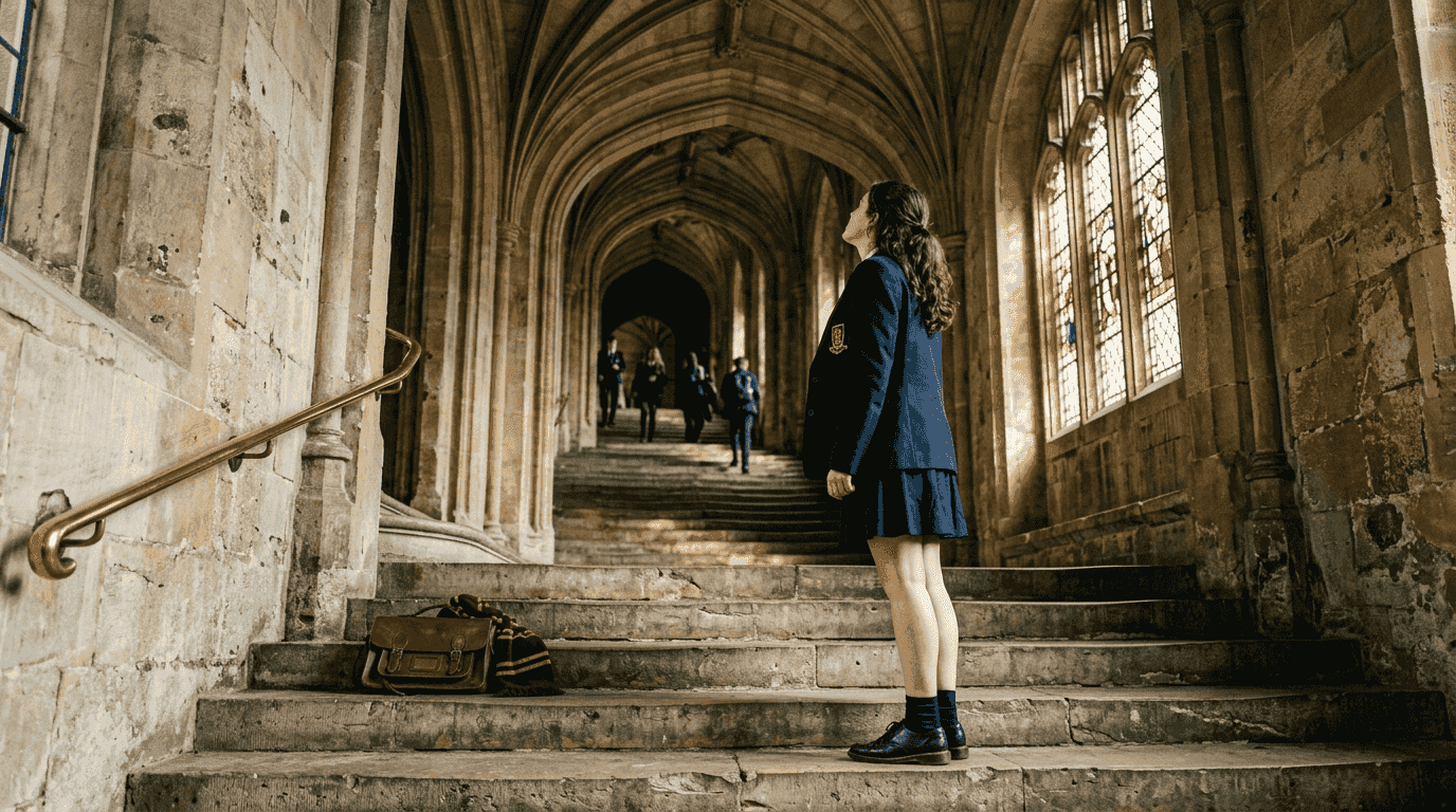 Student at Christ Church Oxford Hogwarts staircase