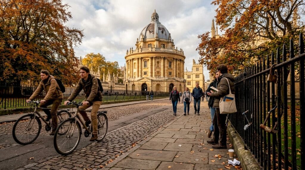 Tourists and students near Radcliffe Camera Oxford