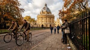 Tourists and students near Radcliffe Camera Oxford