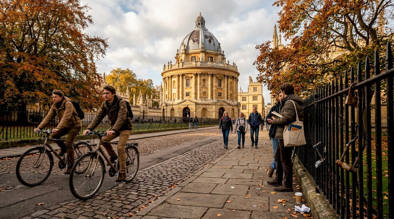 Tourists and students near Radcliffe Camera Oxford