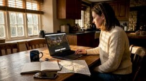 Woman booking Oxford tour online