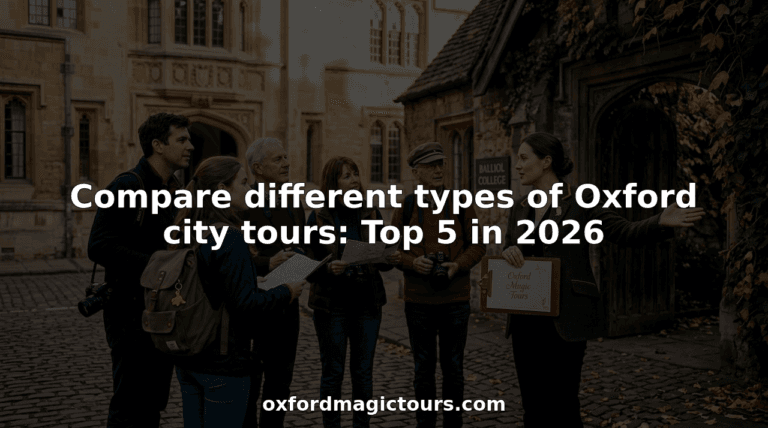 Tour group with guide near Oxford college entrance