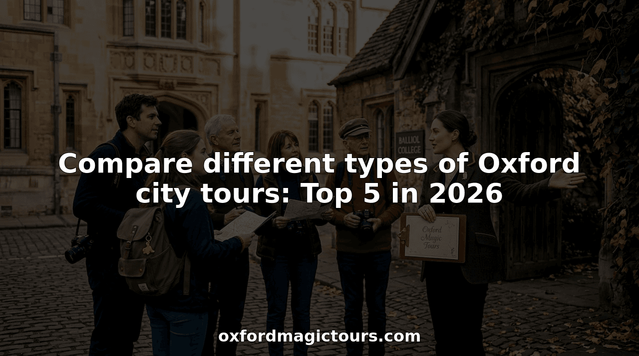 Tour group with guide near Oxford college entrance