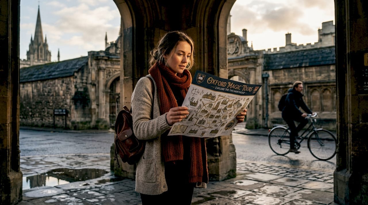 Tourist with map near Bodleian Library Oxford