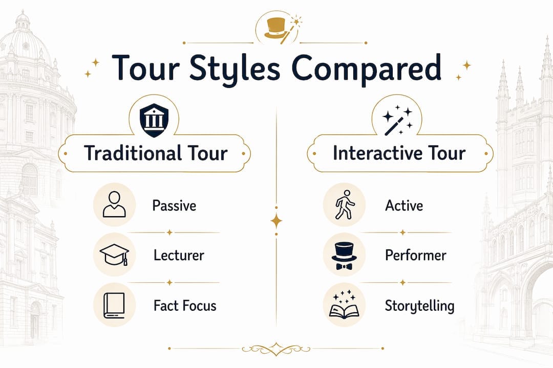 Infographic comparing traditional and interactive tour features