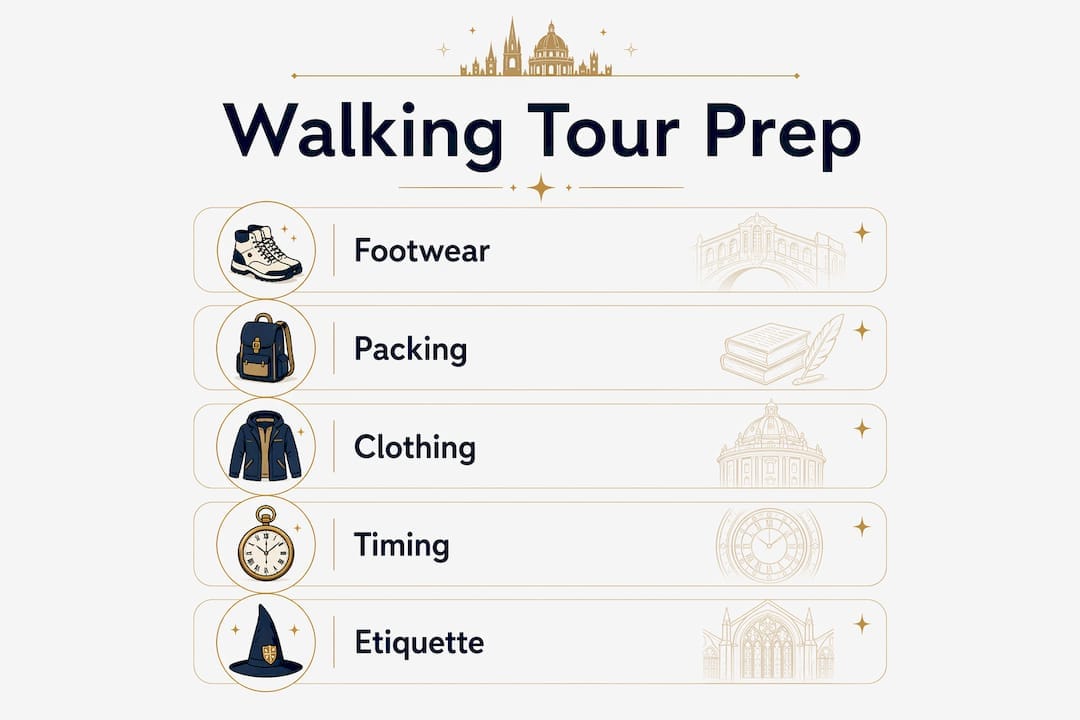 Infographic showing walking tour preparation steps