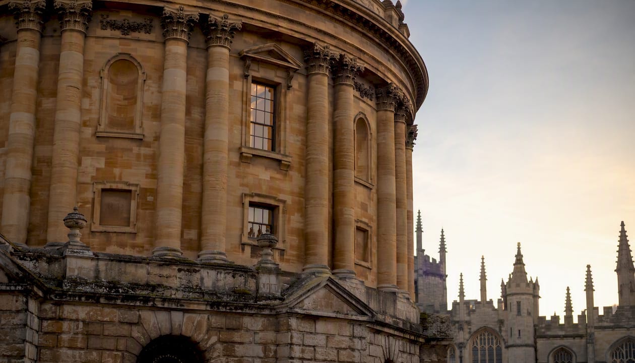 Radcliffe Camera Corinthian columns in sunlight