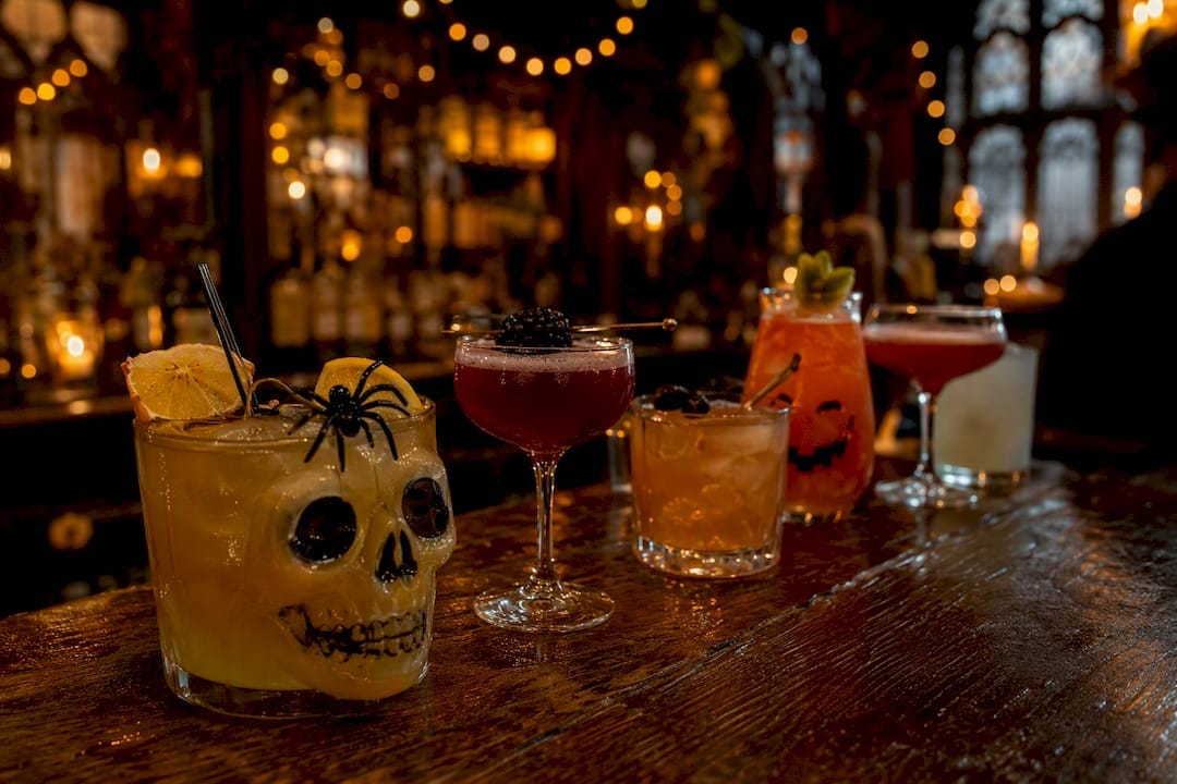 Halloween-themed cocktails on Oxford bar counter